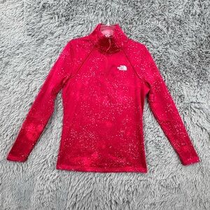 The North Face Top Womens Small Pink Galaxy Splatter Quarter Zip Running